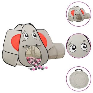 vidaXL Leketelt for barn elefant med 250 baller gr&aring; 174x86x101 cm