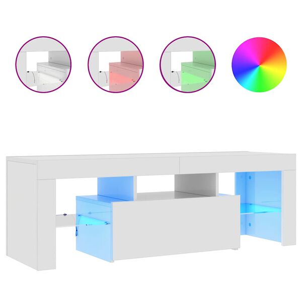 vidaXL TV-benk med LED-lys høyglans hvit 120x35x40 cm