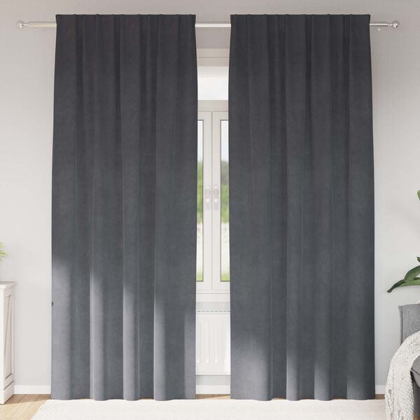 vidaXL Blendingsgardiner 2 pcs Lysegr&aring; 140 x 245 cm Fl&oslash;yel