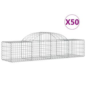vidaXL Gabionkurver buede 50 stk 200x50x40/60 cm galvanisert jern