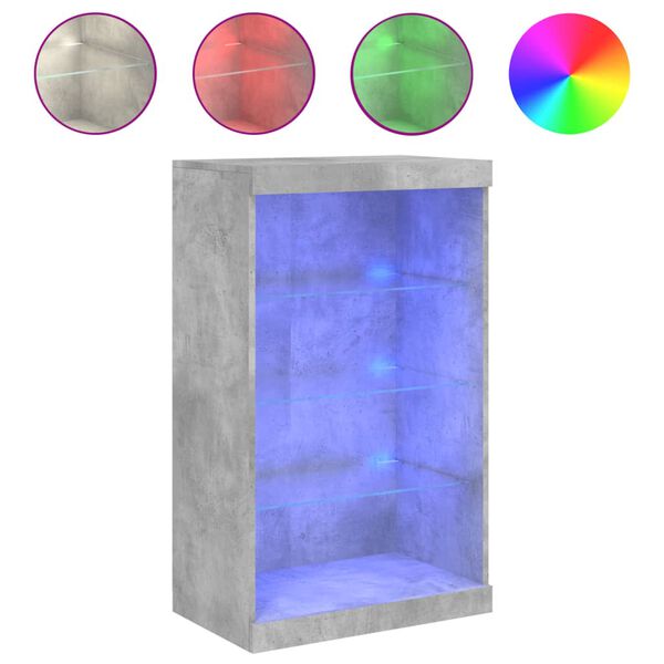 vidaXL Skjenk med LED-lys betonggr&aring; 60,5x37x100 cm