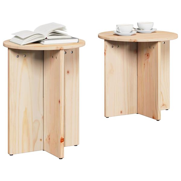 vidaXL Kaffebord 2 pcs Naturlig