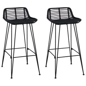 vidaXL Barstol 2 pcs Svart 44 x 46 x 91 cm Rattan og St&aring;l