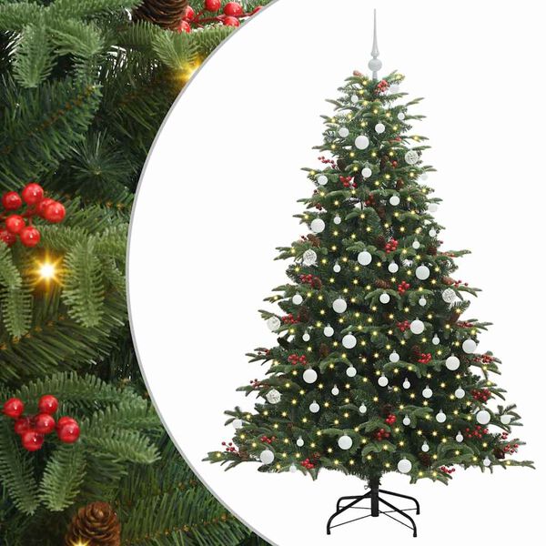 vidaXL Kunstig juletre med 300 LED gr&oslash;nn 180 cm PVC og Metall og Plast