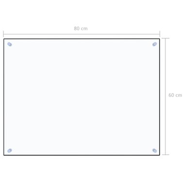 vidaXL Kjøkkenplate gjennomsiktig 80x60 cm herdet glass