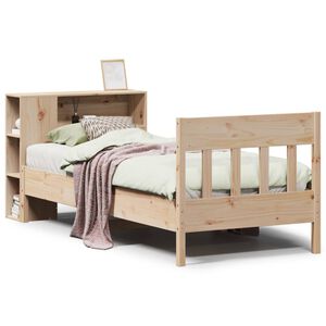 vidaXL Seng med bokhylle uten madrass 75x190 cm heltre furu
