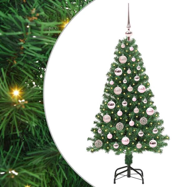 vidaXL Kunstig juletre med 150 LED gr&oslash;nn 120 cm PVC og St&aring;l og Plast