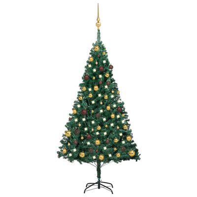 vidaXL Forhåndsbelyst kunstig juletre med kulesett grønn 150 cm PVC