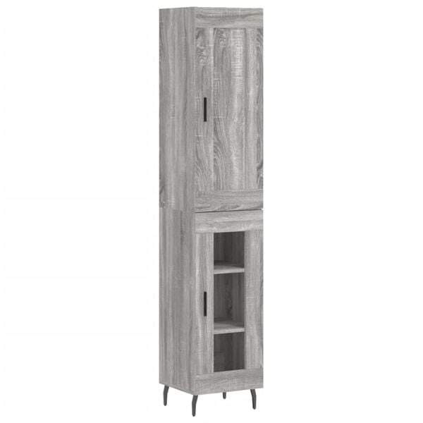 vidaXL Highboard gr&aring; sonoma 34,5x34x180 cm konstruert tre