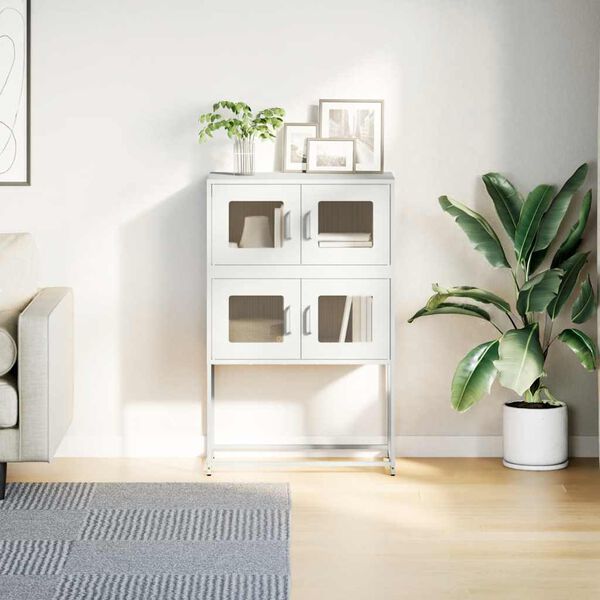 vidaXL Highboard Hvit 68x39x107 cm Stål