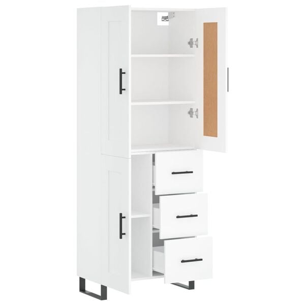 vidaXL Highboard hvit 69,5x34x180 cm konstruert tre