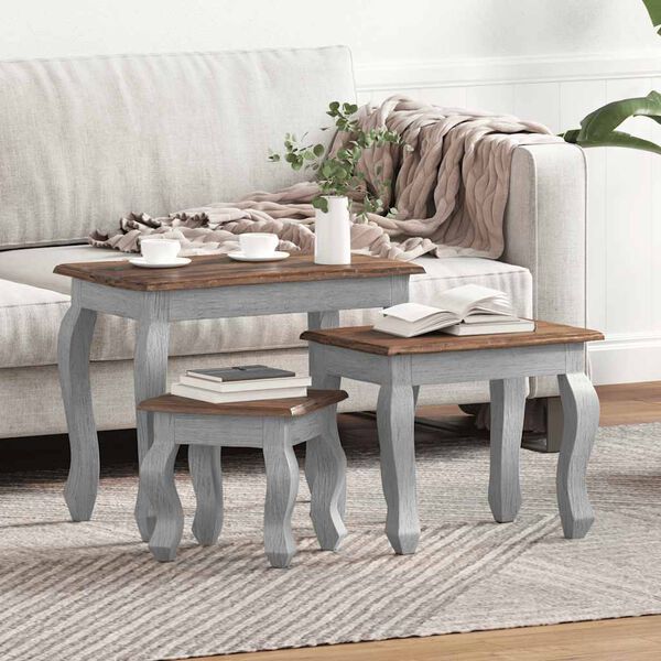 vidaXL Stablebord 3 deler heltre mahogni