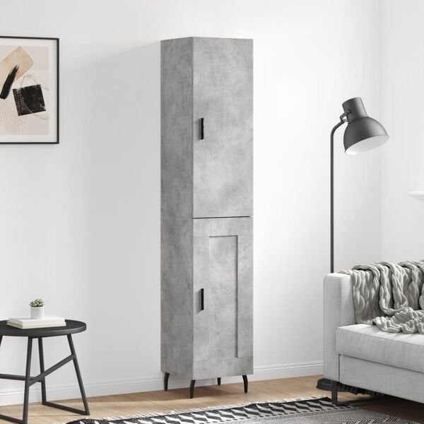 vidaXL Highboard betonggr&aring; 34,5x34x180 cm konstruert tre