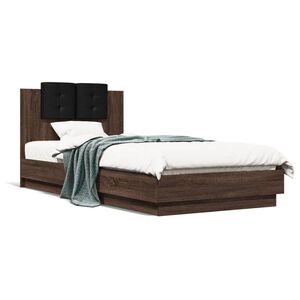 vidaXL Sengeramme med hodegavl brun eik 100x200 cm konstruert tre