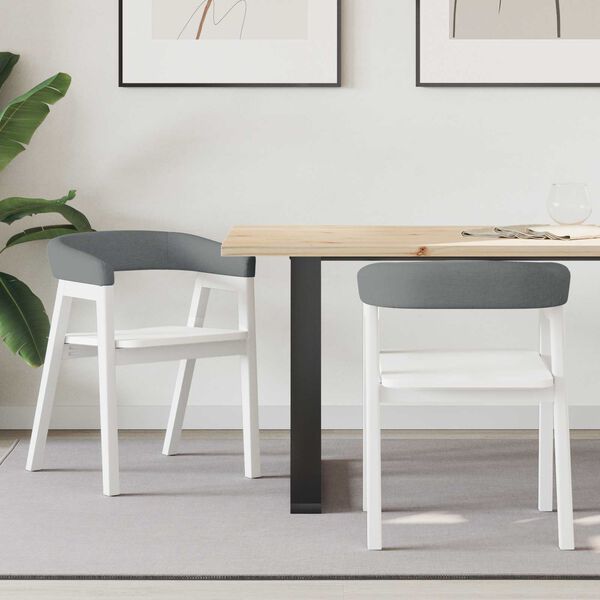 vidaXL Spisestoler 2 pcs Hvit 54 x 57 x 73 cm Solid Gummitre