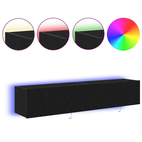 vidaXL TV Veggskap 2 pcs Svart Eik 80 x 35 x 31 cm Konstruert tre