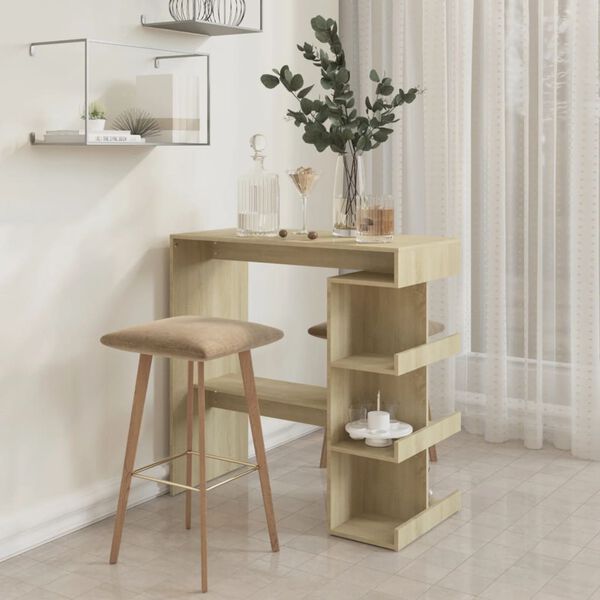 vidaXL Barbord oppbevaring sonoma eik 100x50x101,5 cm konstruert tre