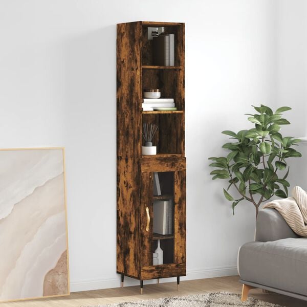 vidaXL Highboard r&oslash;kt eik 34,5x34x180 cm konstruert tre