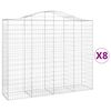 vidaXL Gabionkurver buede 8 stk 200x50x160/180 cm galvanisert jern
