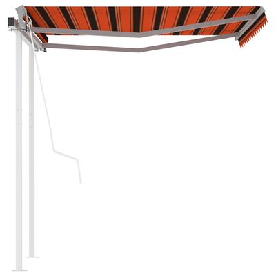 vidaXL Automatisk uttrekkbar markise med stolper 3x2,5 m oransje brun