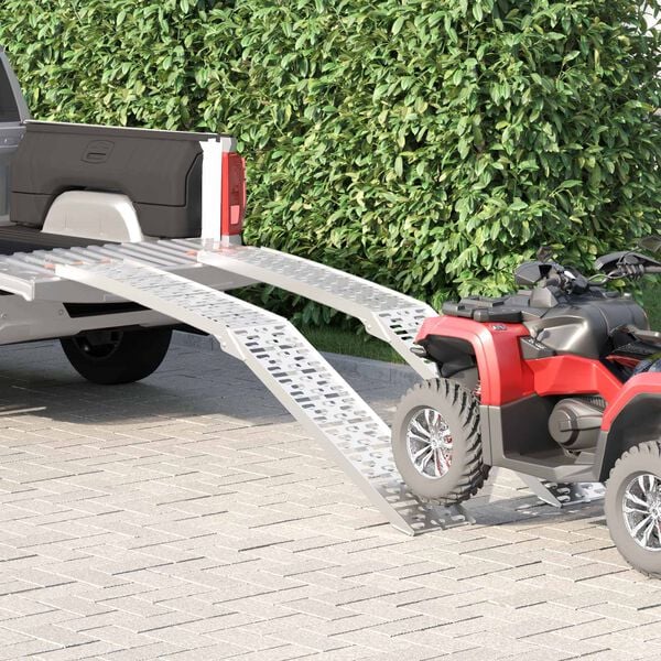 vidaXL Laste Rampe 2 pcs s&oslash;lv 222 x 28 x 5 cm Aluminium