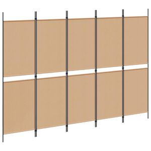 vidaXL 5-panel romdeler Beige 250 x 180 cm Stoff