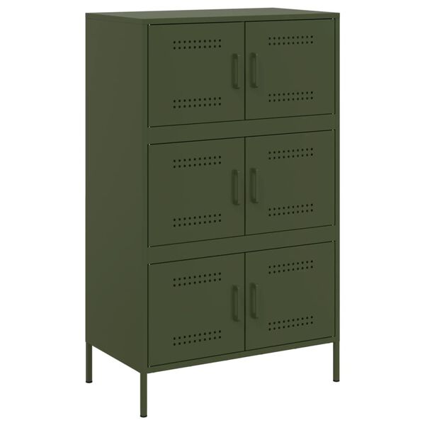 vidaXL Highboard olivengr&oslash;nn 68x39x113 cm st&aring;l