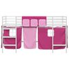 vidaXL Kiddos Loft Senge Ramme med Gardiner Hvit og Rosa 80 x 201 cm