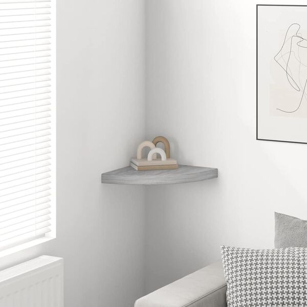 vidaXL Hj&oslash;rnehylle vegghengt betonggr&aring; 35x35x3,8 cm MDF