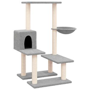 vidaXL Kattetre med klorestolper i sisal lysegr&aring; 94,5 cm