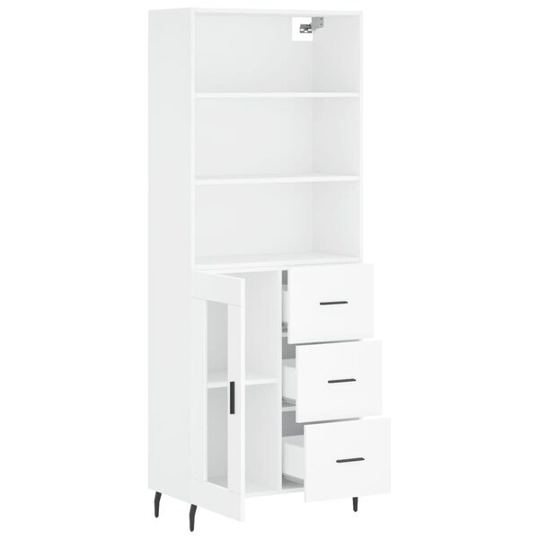 vidaXL Highboard hvit 69,5x34x180 cm konstruert tre