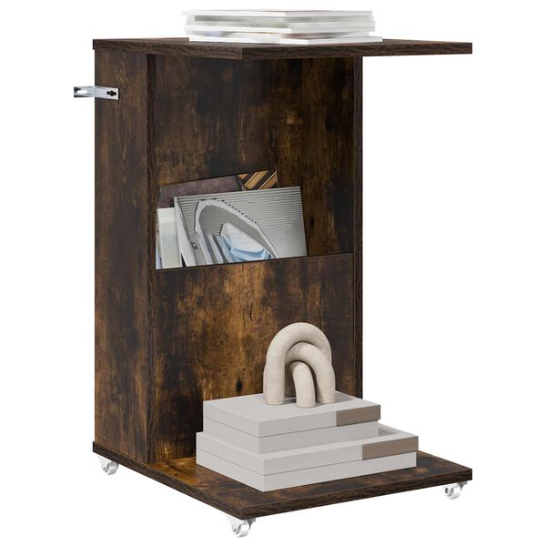 vidaXL Sidetabell med hjul R&oslash;kt eik 40 x 35 x 60 cm Konstruert tre