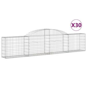 vidaXL Gabionkurver buede 30 stk 300x30x60/80 cm galvanisert jern