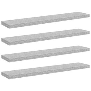 vidaXL Flytende vegghyller 4 stk betonggr&aring; 120x23,5x3,8 cm MDF