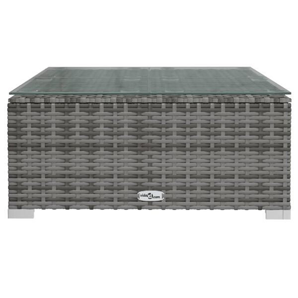 vidaXL Utendørs salongbord grå 60x60x30 cm polyrotting og glass