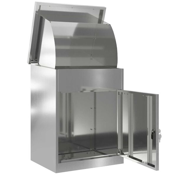 vidaXL Pakkeinnkast med d&oslash;r Svart 47.5 x 38 x 59 cm Galvanisert St&aring;l