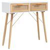 vidaXL Konsollbord hvit 80x30x75 cm heltre furu og naturrotting