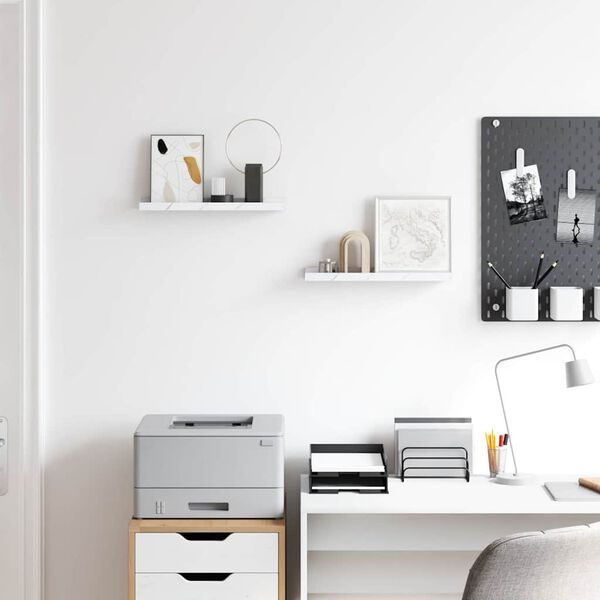 vidaXL Vegghylle 2 pcs Hvit marmor 40 x 9 x 3 cm Konstruert tre