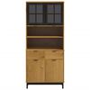 vidaXL Highboard med glassdører FLAM 80x40x180 cm heltre furu