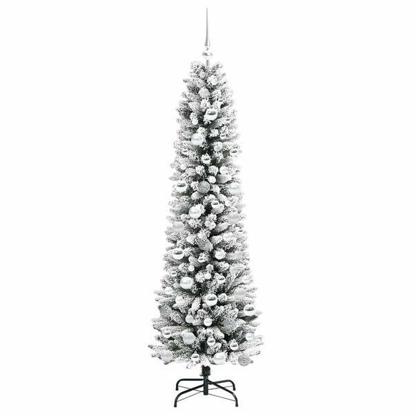 vidaXL Kunstig juletre med 300 LED Hvit 180 cm PVC og Metall og Plast