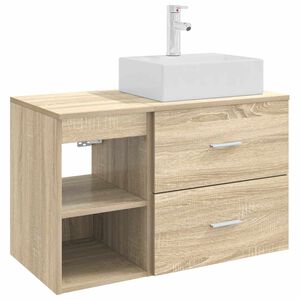 vidaXL Baderomsinnredningssett 2 pcs Sonoma eik Konstruert tre