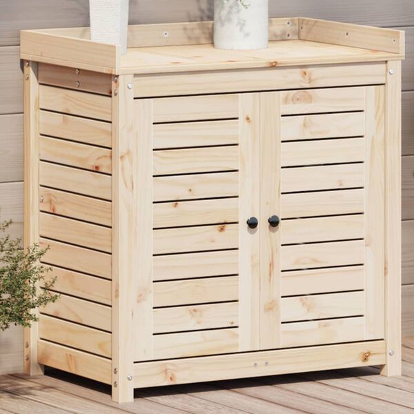 vidaXL Pottebord med hyller 82,5x50x86,5 cm heltre furu