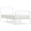 vidaXL Sengeramme i metall med hode- og fotgavl hvit 90x200 cm