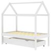 vidaXL Ramme for barneseng med skuff hvit heltre furu 70x140 cm