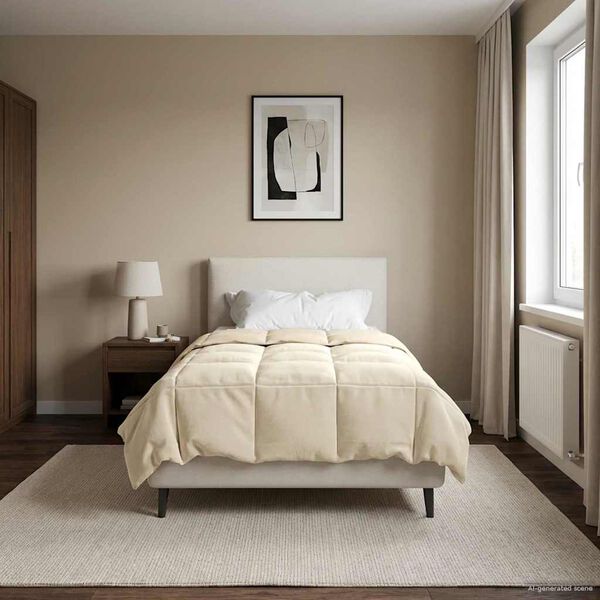 vidaXL Full &aring;r dyne Quilted Krem 135 x 220 cm Mikrofiber