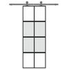 vidaXL Skyvedør svart 76x205 cm herdet glass og aluminium