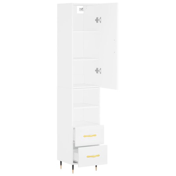 vidaXL Highboard hvit 34,5x34x180 cm konstruert tre