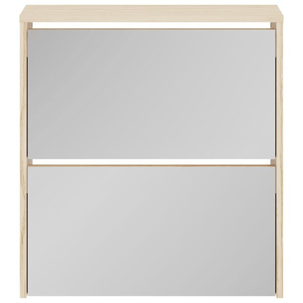 vidaXL Skoskap 2 h&oslash;yder speil eik 63x17x67 cm