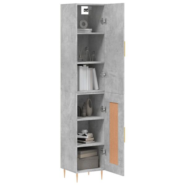 vidaXL Highboard betonggr&aring; 34,5x34x180 cm konstruert tre