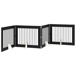 vidaXL Foldbar hundegitter med stativer 4 stk. Svart eik 401 cm
